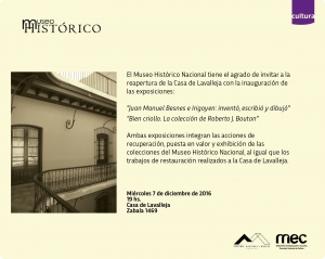 El Museo Histórico Nacional inaugura exposiciones y reabre Casa Lavalleja luego de su restauración.