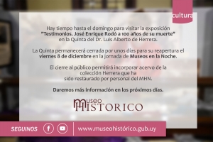 Últimos días de exposición sobre Rodó en Museo Histórico Nacional