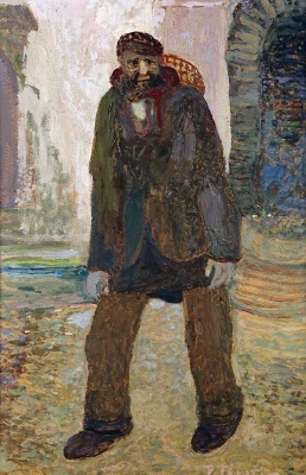 Pedro Figari, Descenso, &oacute;leo sobre cart&oacute;n, 60 x 40 cm. ca 1922