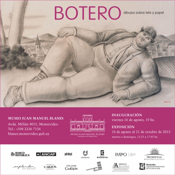 Exposici&oacute;n de Botero en el Museo Blanes. Inaugura viernes 16 de agosto.
