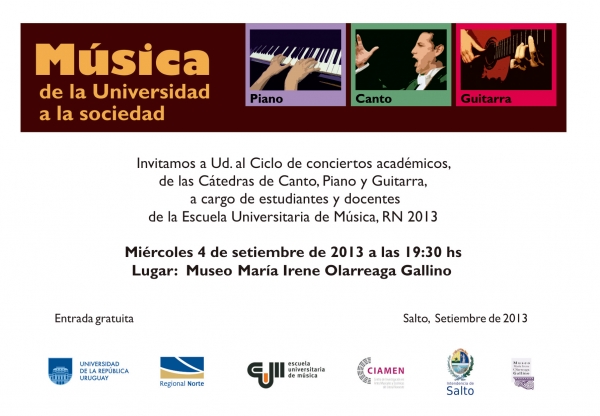 Conciertos académicos de la Escuela Universitaria de Música en el Museo Gallino de Salto.