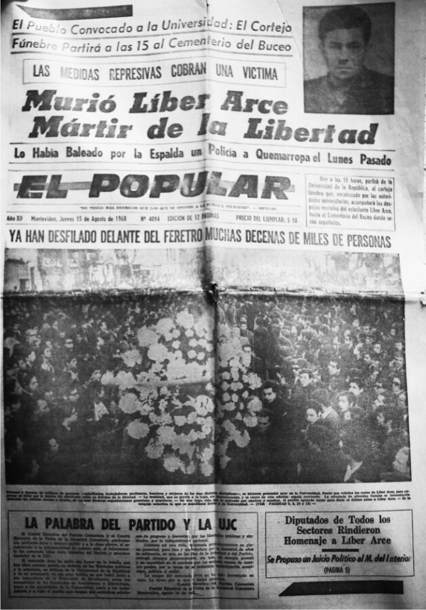 Portada del periódico El Popular (15/08/1968)